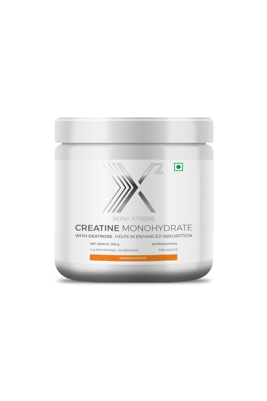 X2 Creatine Monohydrate with Dextrose | 250 g | Orange Flavour